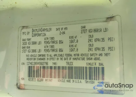 2004 Dodge Dakota Sxt из США, поврежденный, VIN 1D7HG12K64S662796